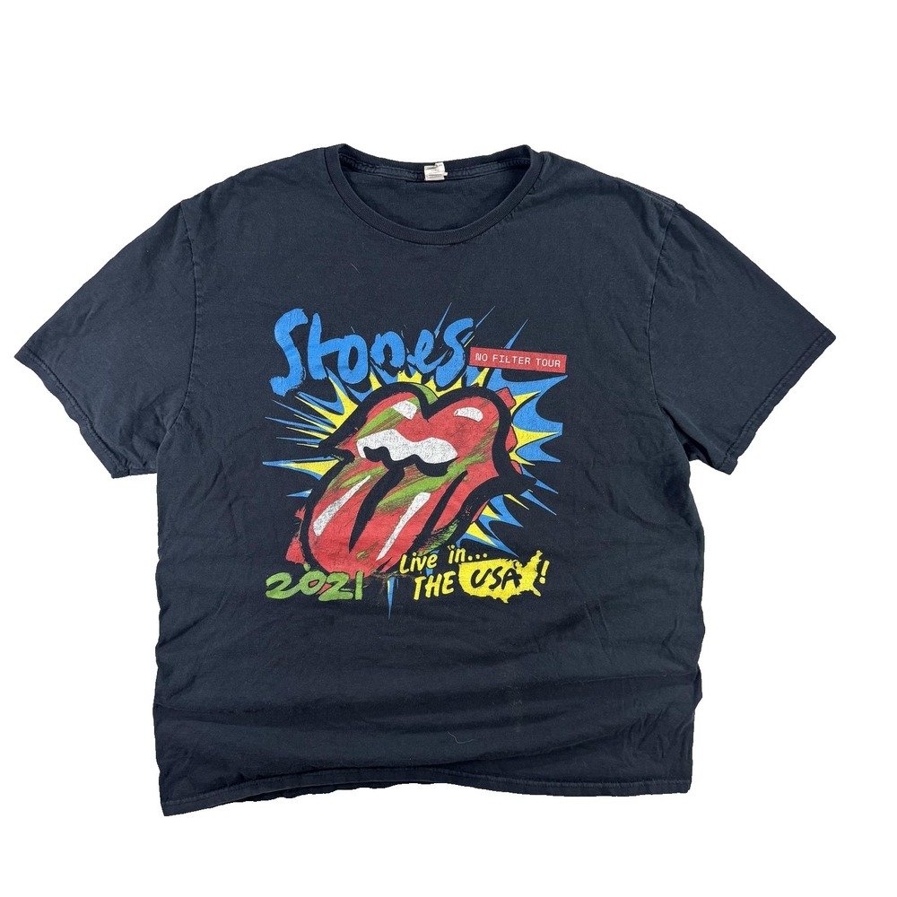 Rolling Stones Shirt Mens XL Black No Filter 2021 Live USA Tour Band Tee